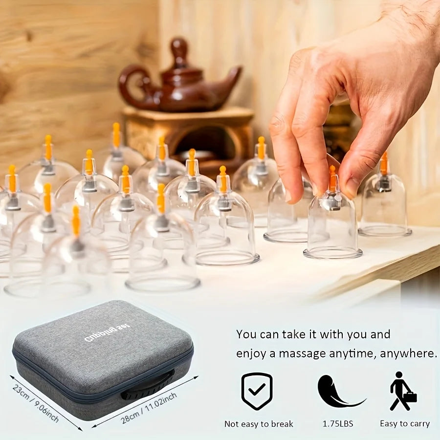 Cupping Relax Set Multiple Sizes of Vacuum Cups with Hand Pump and Detailed Cupping Manual Massage Cupping Set for Massage Peaceful Pleasures Health and Wellness