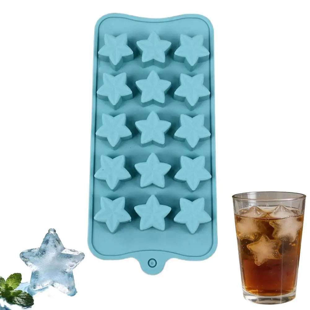 15-Piece Five-Pointed Star Silicone Chocolate Mold Creative Jelly Christmas Candy DIY Mold Ice Tray Baking Mold Peaceful Pleasures Health and Wellness C