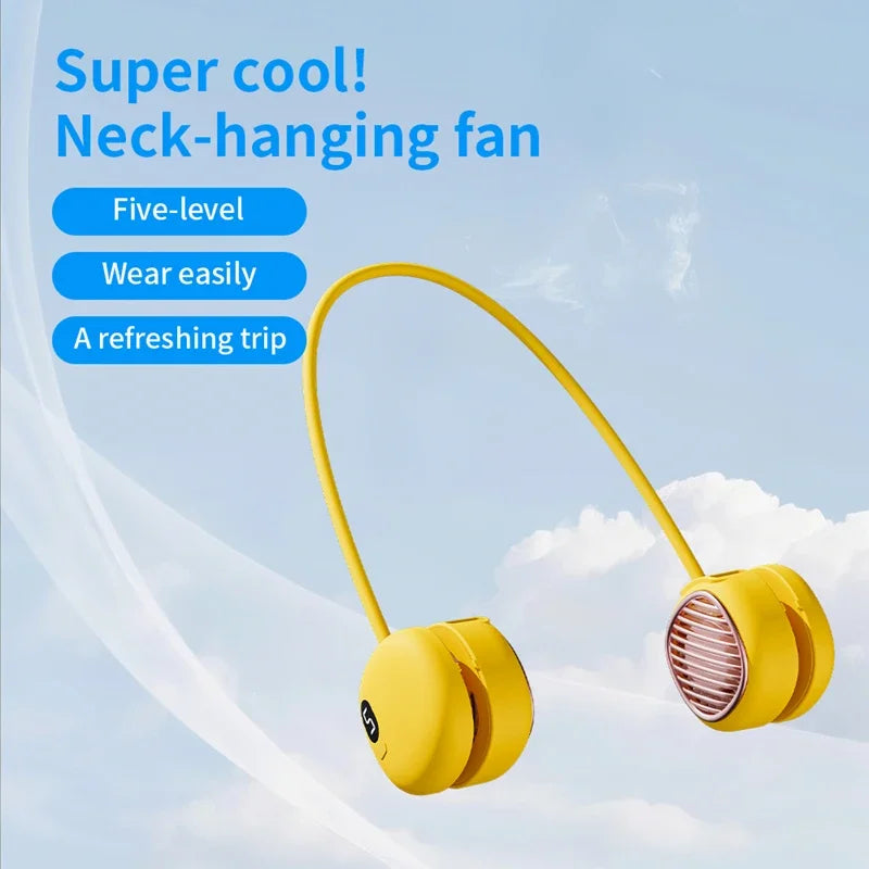 Lenovo USB-Charged Neck-Worn Fan 5 Speeds 360° Adjustable Lightweight Foldable Cooling Fan Rechargeable Silent Fan for Outdoor Peaceful Pleasures Health and Wellness