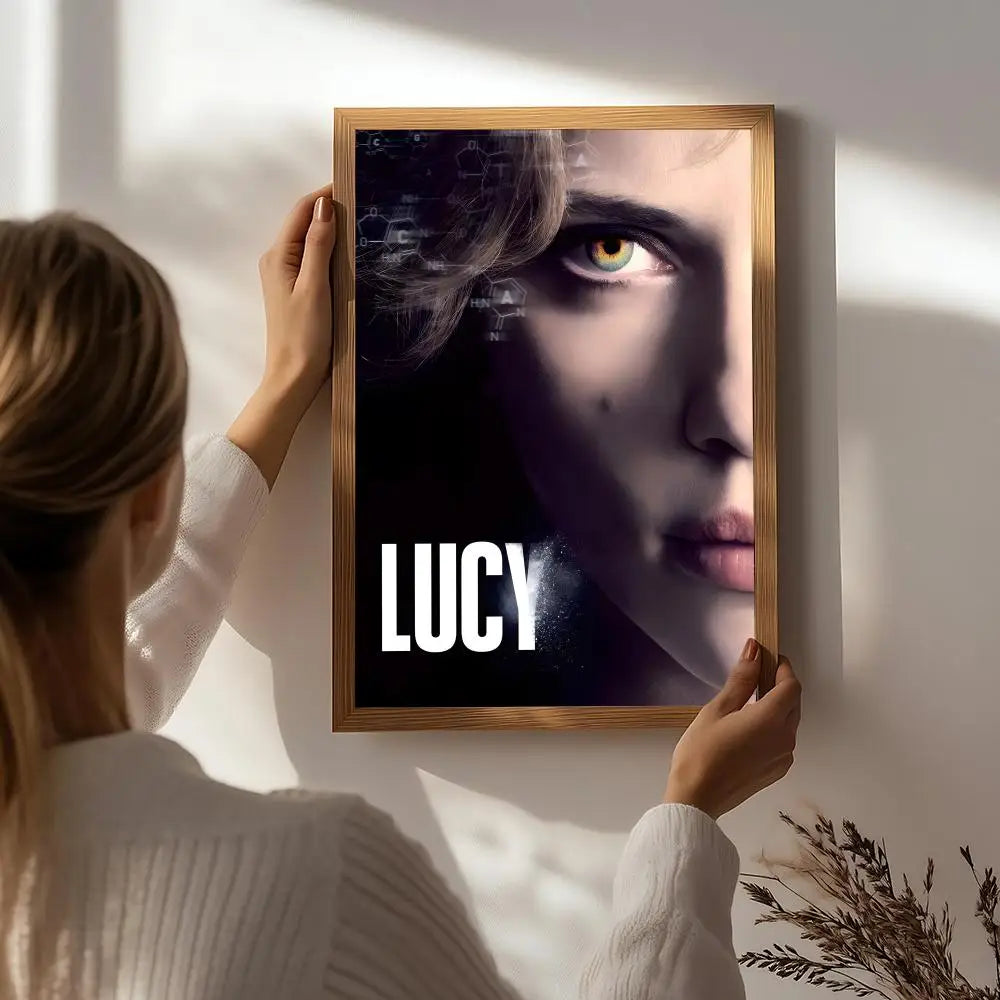 Movie L-Lucy Poster HD Self Adhesive Waterproof Wall Art Ideal for Home Office Dorm Bedroom Great Gift Peaceful Pleasures Health and Wellness White3 21X30cmNoframe