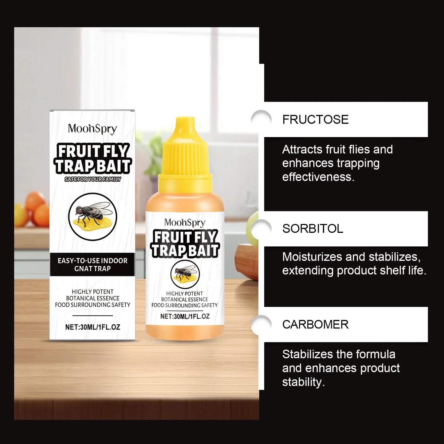 MOONSPRY Sorbitol Fruit Fly Trap Bait | Kitchen & Home