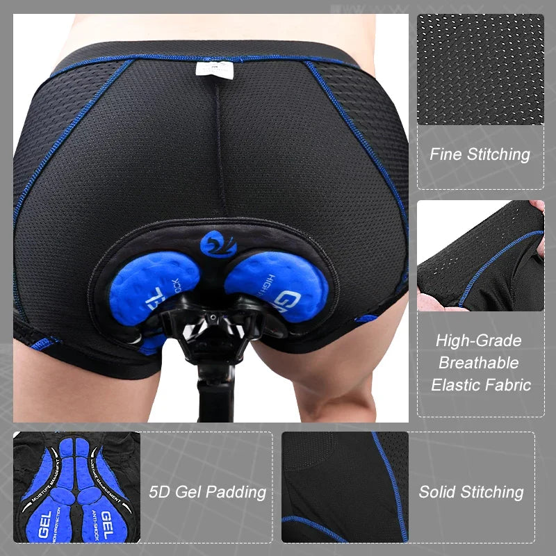 X-TIGER Men's 5D Gel Pad Cycling Shorts – Breathable MTB Bike