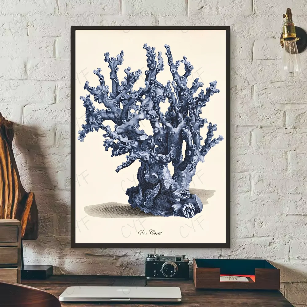 Blue Sea Creature Coral Shrimp Poster HD art sticky wall waterproof home living room bedroom bar aesthetic decoration Peaceful Pleasures Health and Wellness z2 30X40cmNoframe