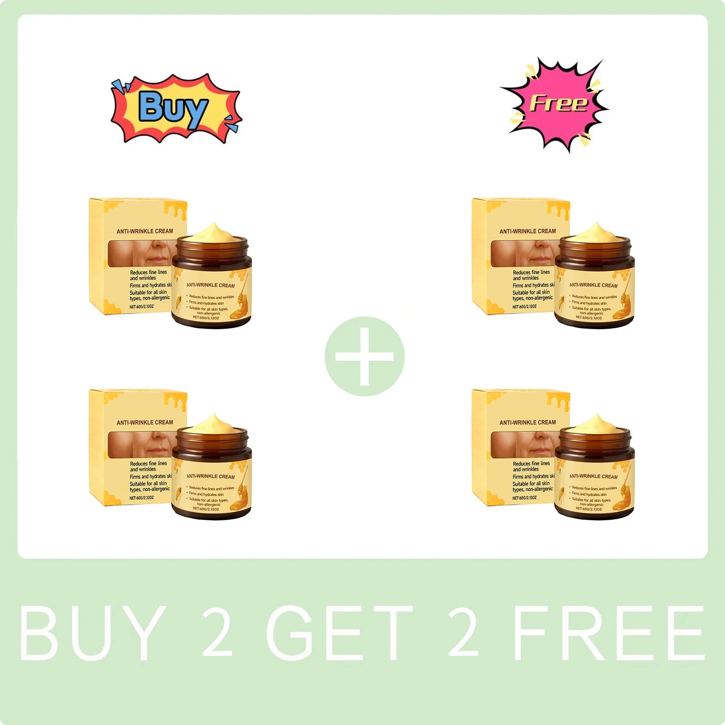 Bee Venom Anti-Wrinkle Eye Cream Fade Fine Line Firming Lifting Reduce Dark Circles Improve Eye Skin Elasticity Eye Repair Cream Peaceful Pleasures Health and Wellness Buy 2 Get 2 Free