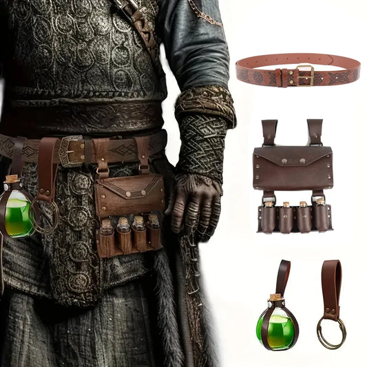 Halloween Costume Black Magic Sphere Glass Bottle PU Leather Medieval Peaceful Pleasures Health and Wellness