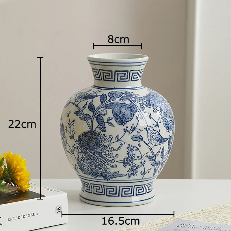 Blue & White Porcelain Vase | Tabletop Flower Décor