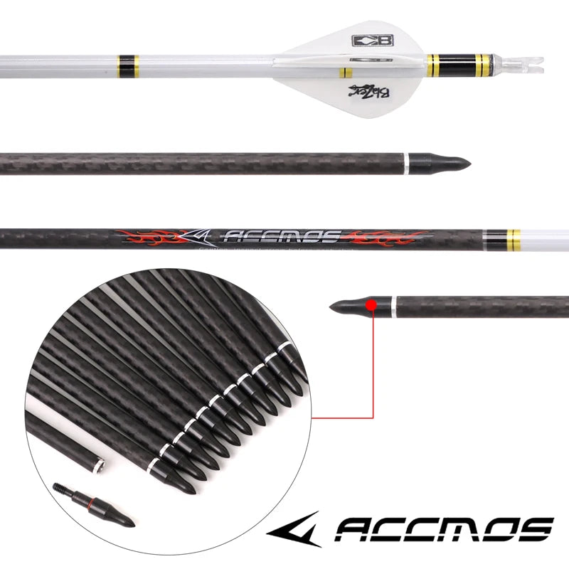 6 ID Arrow 3K Weave Carbon Shafts Spine 200 250 300 350 500 Bow