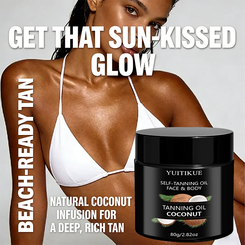 YUITIKUE Coconut Self-Tanning Oil – Natural Glow 80g Self-Tanning Cream Peaceful Pleasures Health and Wellness