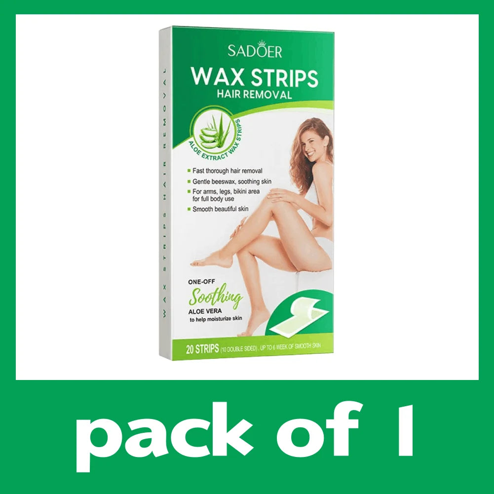 20PCS Gentle Aloe Vera Fast Hair Removal Wax Strips Waxing Wipe Sticker Professional Facial Body Leg Lip Hairs Remove Wax Paper Peaceful Pleasures Health and Wellness A