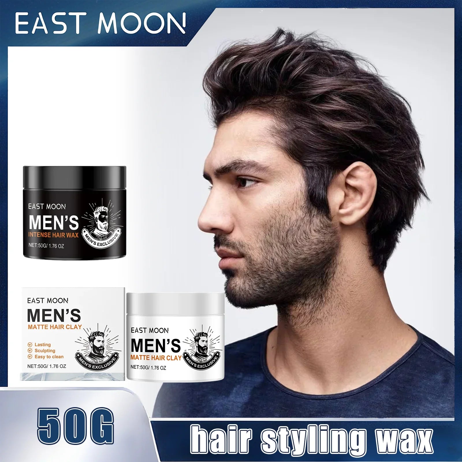 East Moon Styling Hair Wax Men's Hair Lasting Styling Hair Wax Refreshing Fluffy Salon Keep Hair Style Hair Puff Hair Styling Peaceful Pleasures Health and Wellness