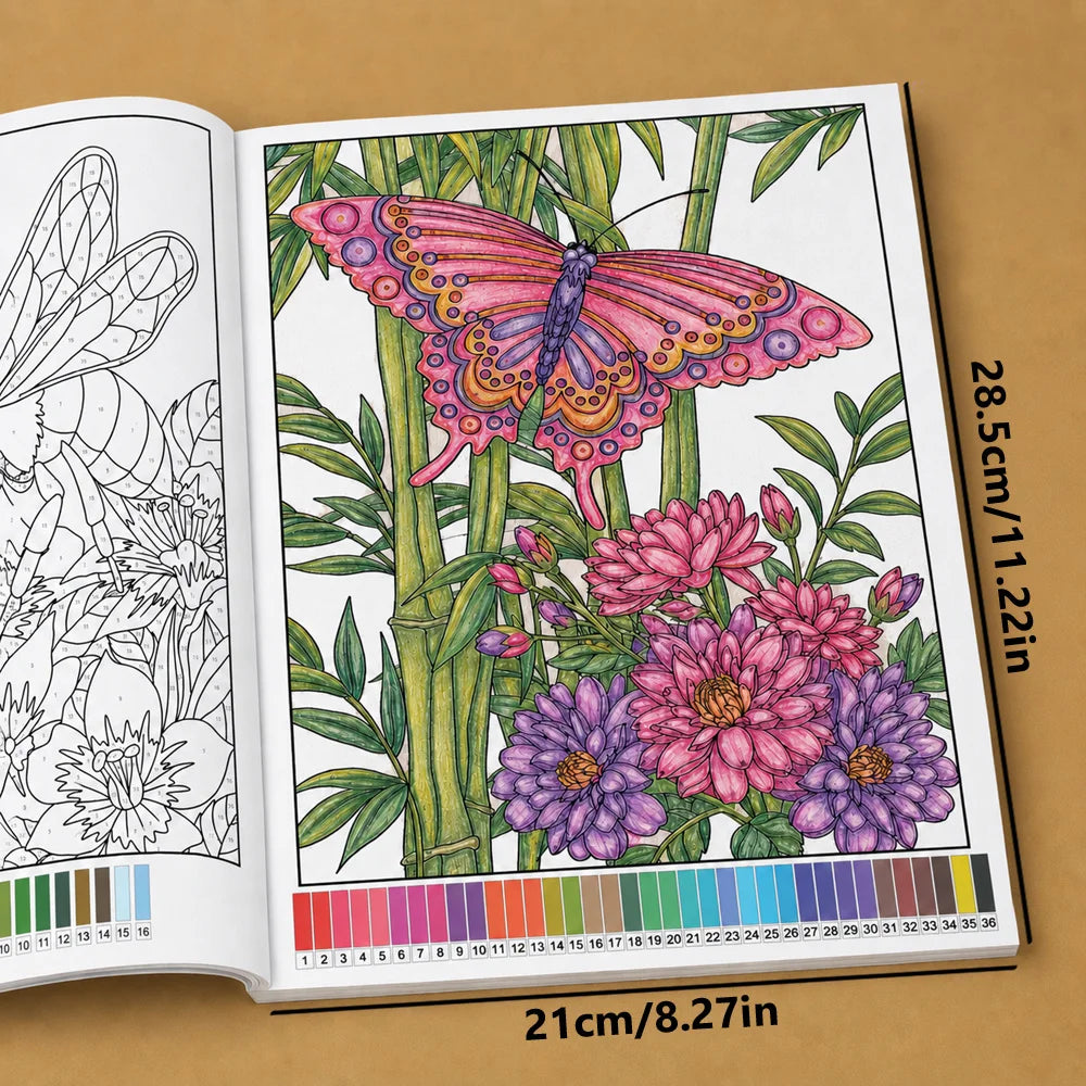 Number Coloring Book Adults 32 Pages Mandala Flower Animal Patterns