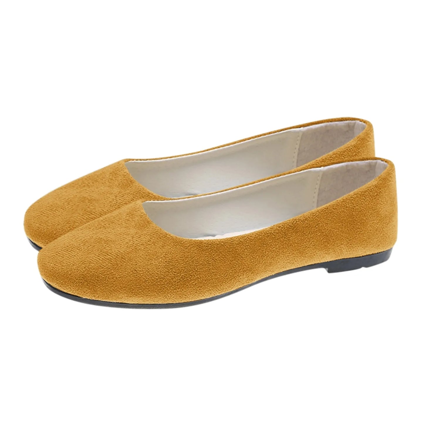 Woman Flats Casual Round Toe Cute Flats Flock Mocasines Ballerina Church Flats Female Suede Elegant Soft Sole Mom Shoes Peaceful Pleasures Health and Wellness 36 Yellow