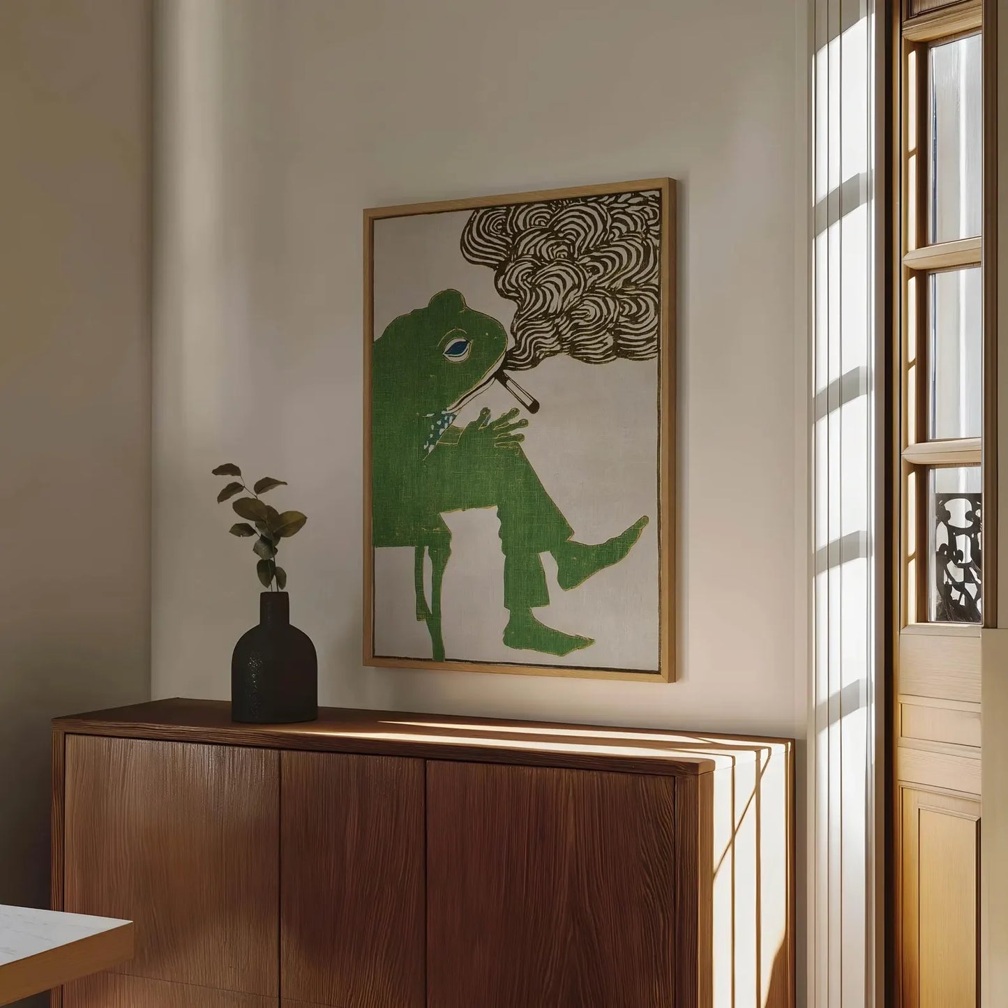 Frog Smoking Cigarette Retro Vintage Canvas Wall Art Poster