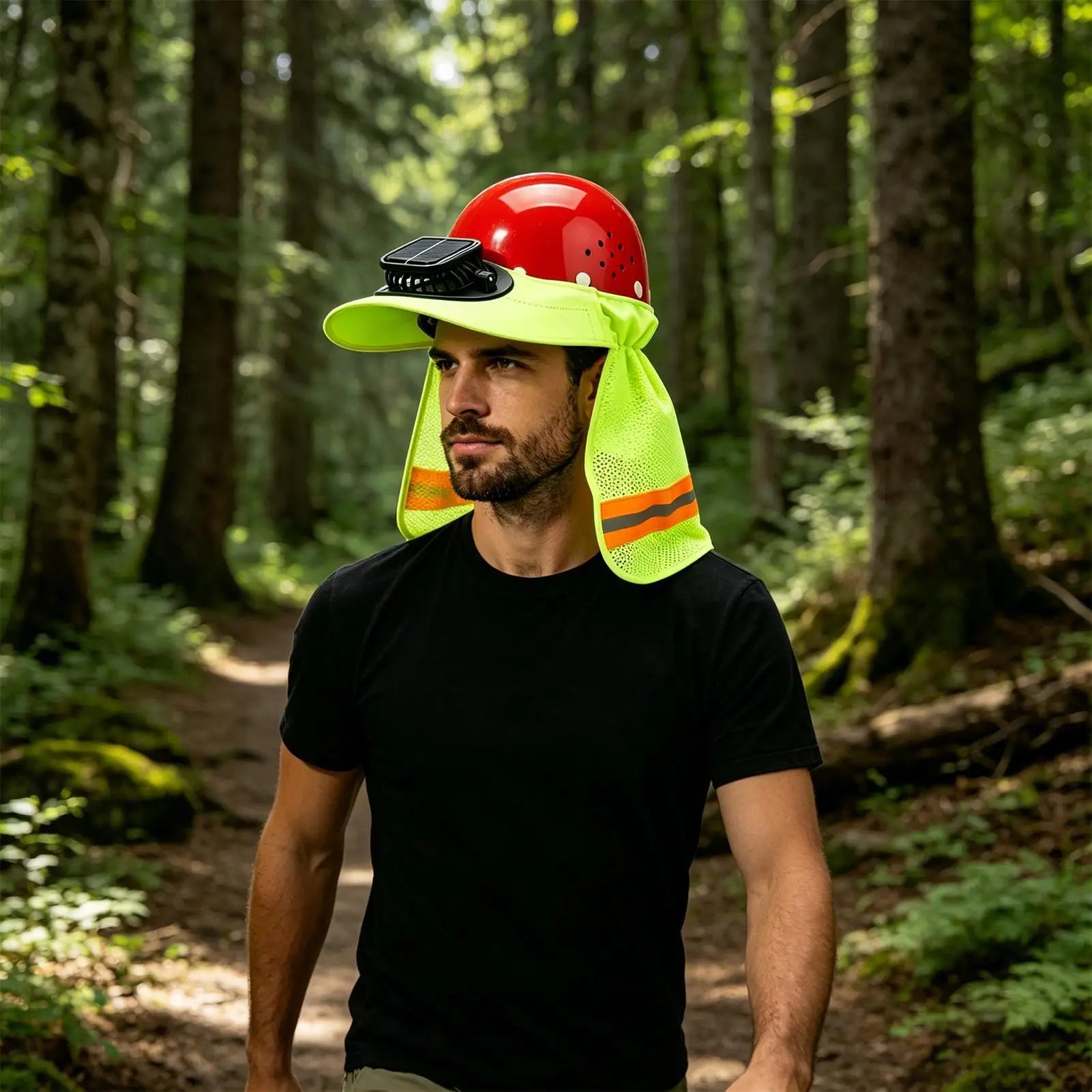 Solar Fan Hard Hat Sun Visor Wide Brim Helmet Cap With Cooling Fan Solar Powered Ventilated Safety Helmet For Construction Peaceful Pleasures Health and Wellness