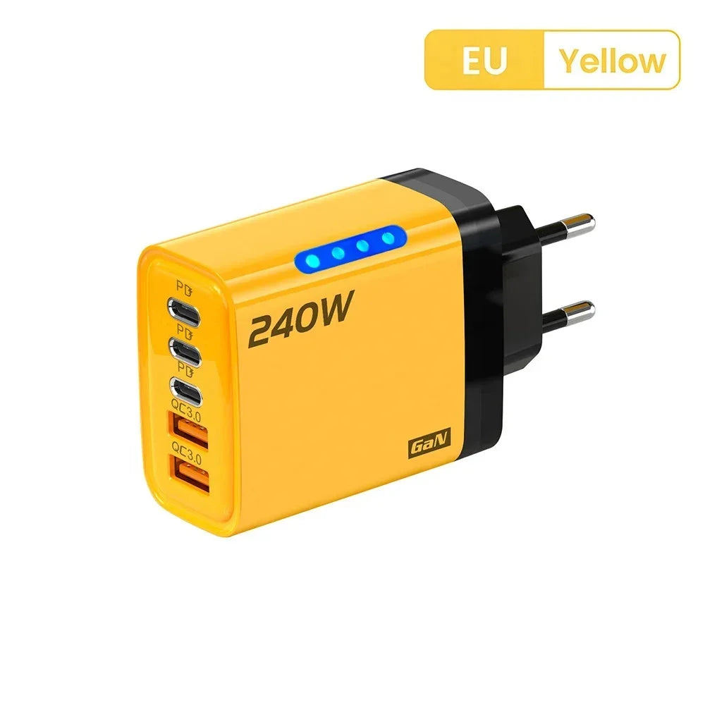 240W GaN Desktop Charger 5-in-1 | 3 USB-C PD + 2 USB-A Ports