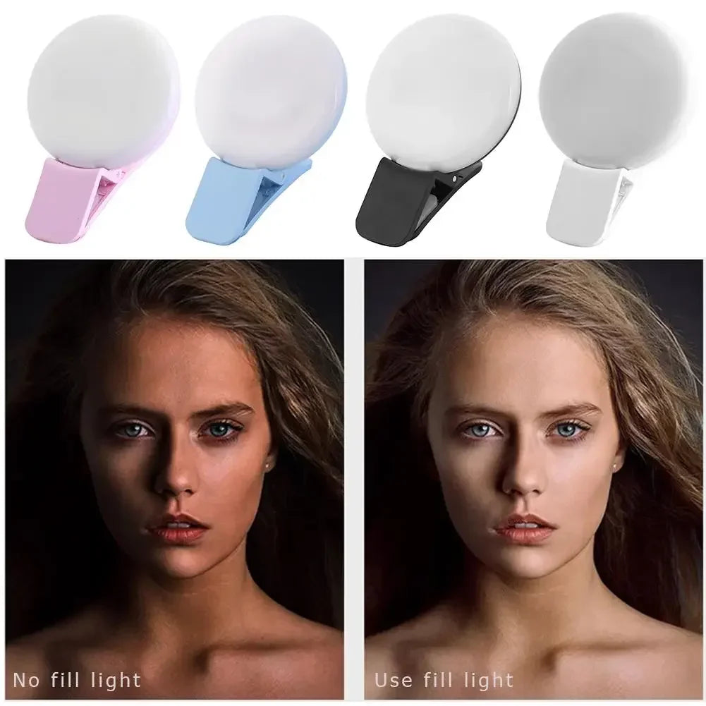 Mini LED Selfie Ring Light Clip-On Fill Light for Phone