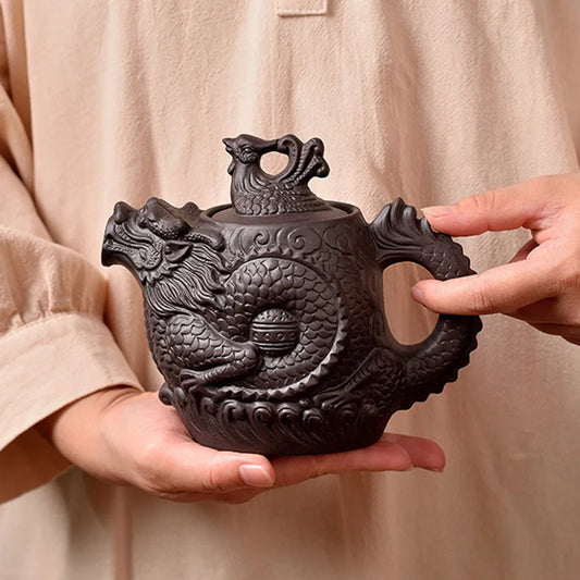 Chinoiserie large capacity dragon and phoenix teapot purple clay teapot kung fu tea set suit teapot tea maker Peaceful Pleasures Health and Wellness