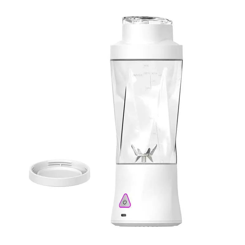Built-in Battery 6-leaf Cutter Head USB Charging Silent Motor Automatic Cleaning Portable Fruit Juicer Electric Juicer Peaceful Pleasures Health and Wellness WHITE