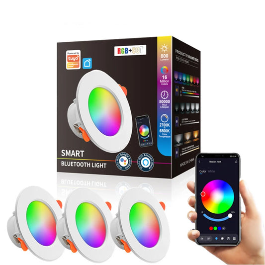 10W Smart RGBCW LED Recessed Downlight | Tuya Bluetooth & App Smart LED Downlight Peaceful Pleasures Health and Wellness