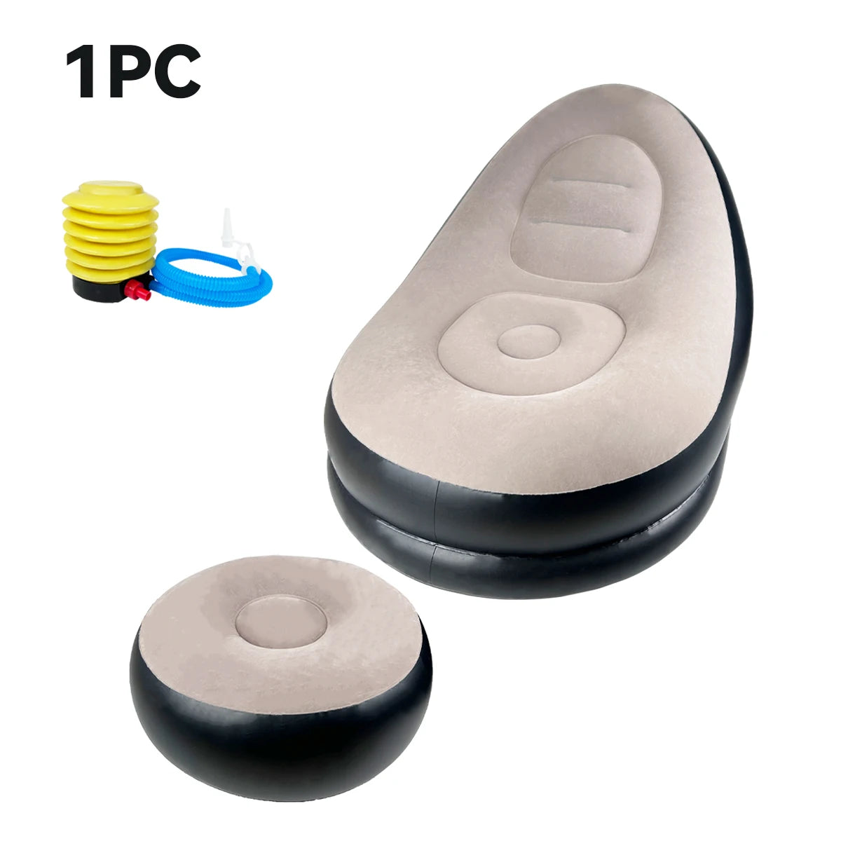 Inflatable Lazy Sofa Chair Folding Portable Lazy Sofa with Foot Stool Air Couch Sofa for Livingroom and Bedroom Peaceful Pleasures Health and Wellness Black United States