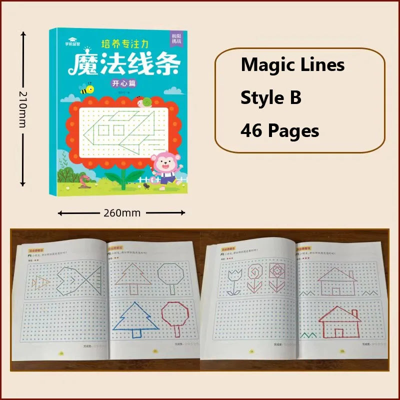 Kids Magic Line Drawing Book 46 Pages Connect Dots Activity Workbook