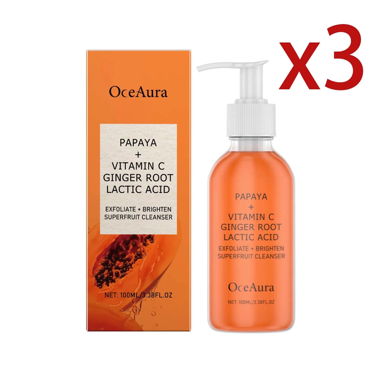 OceAura Papaya Exfoliating Brightening Facial Cleanser 100ml