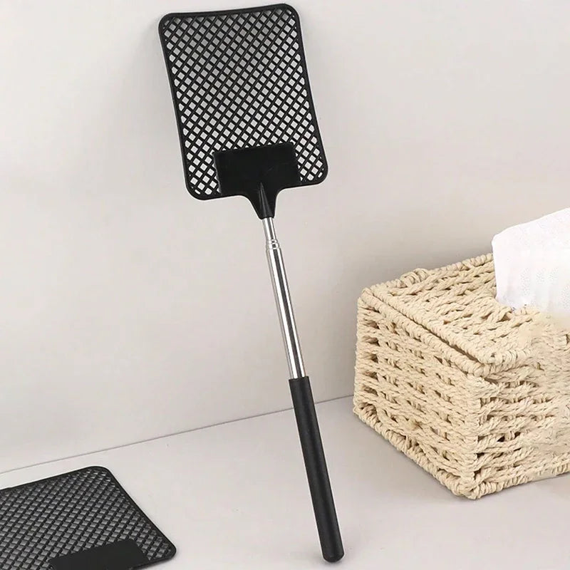 1 Pack Of Black Creative Fly Swatter Mosquito Swatter Stainless Steel Expansion Design Fly Repellent Supplies Peaceful Pleasures Health and Wellness