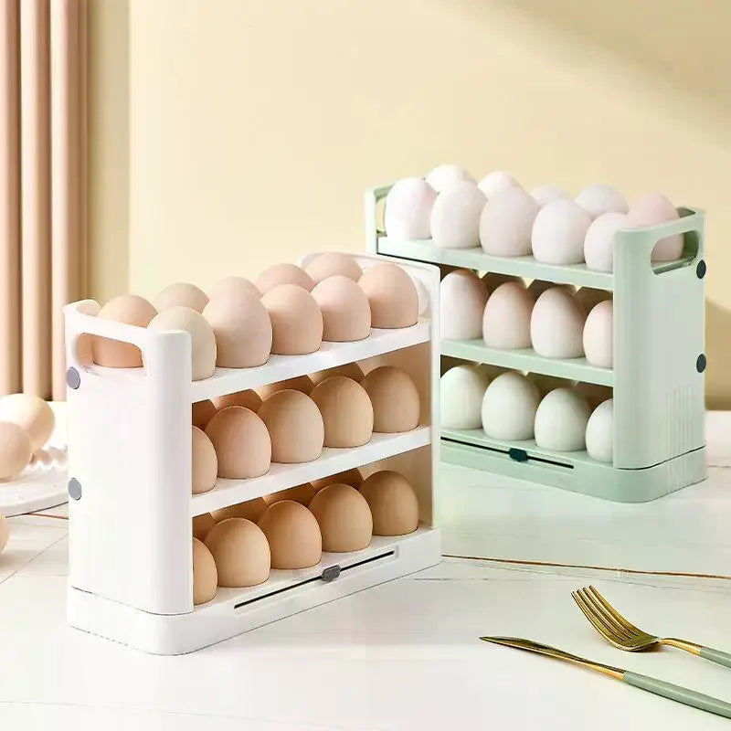 3-Layer Flip Egg Storage Box – Large Capacity Fridge Tray