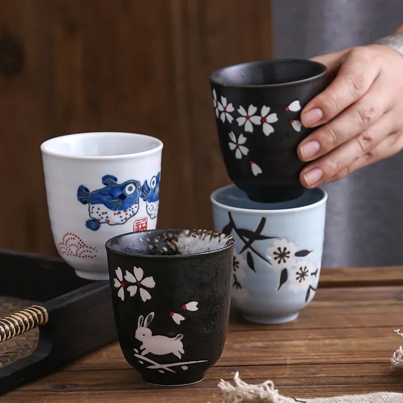 Japanese Style Ceramic Cup Hand Painted Home Tea Cup Japanese Cuisine Ceramic Coffee Peaceful Pleasures Health and Wellness