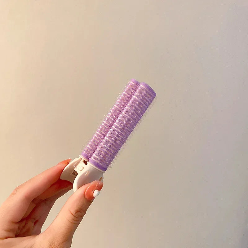 2Pcs Bangs Hair Root Fluffy Lazy Hair Clips Hair Top Styling Hairpins Hair Rollers Bangs Curling Barrel Hair Clips Curlers Tools Peaceful Pleasures Health and Wellness plum