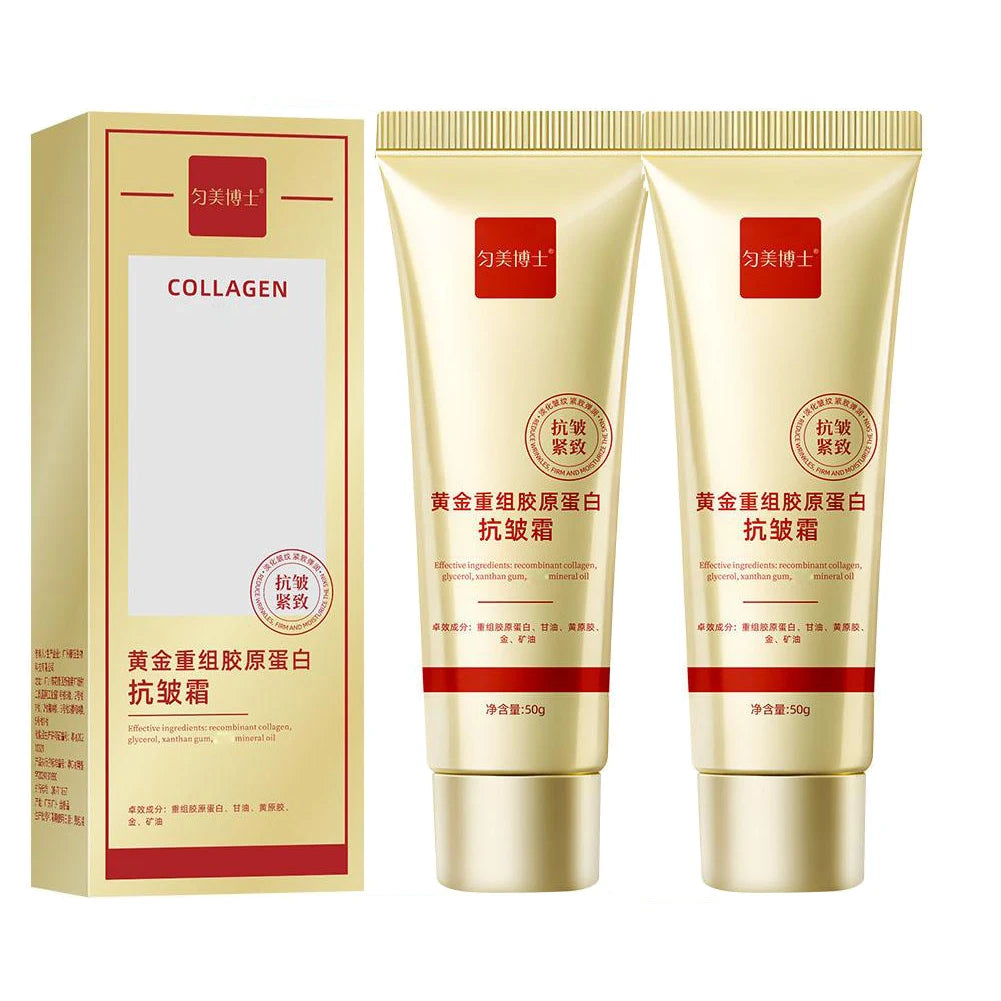 Golden Collagen Anti-Wrinkle Cream 50g – Skin Tightening, Firming & Lasting Moisturizer for All Skin Types Peaceful Pleasures Health and Wellness 50g X2