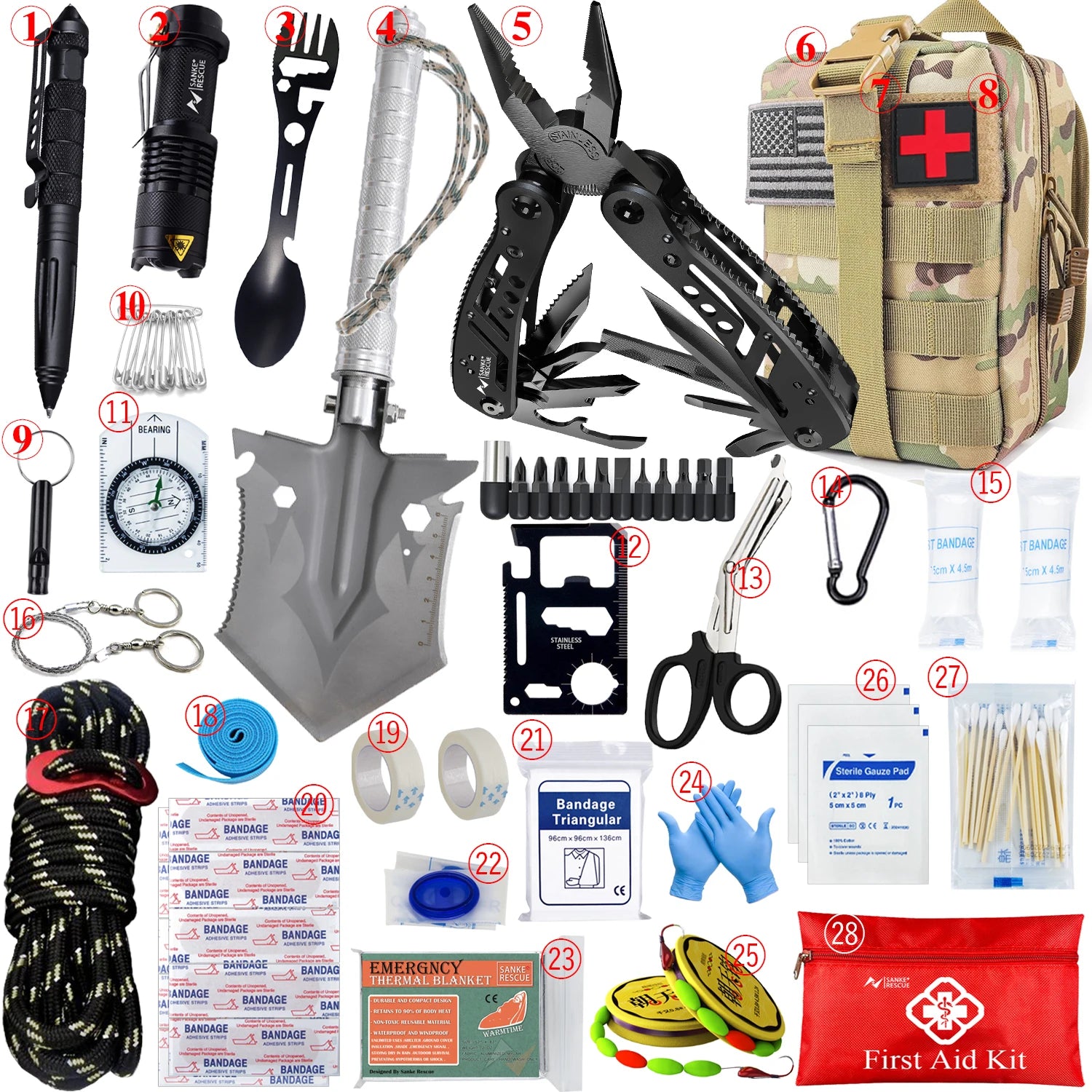 Top-Rated Car Survival First Aid Kit Full Molle Outdoor Emergency Trauma Pack for Camping Hiking IFAK EDC Essentials Peaceful Pleasures Health and Wellness CP