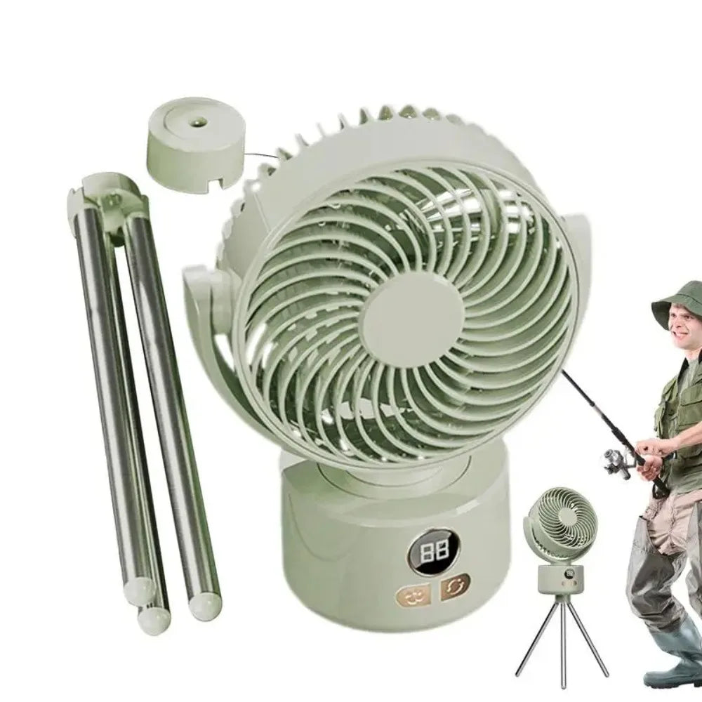 Portable Tripod Fan – USB Rechargeable, Foldable Camping Fan