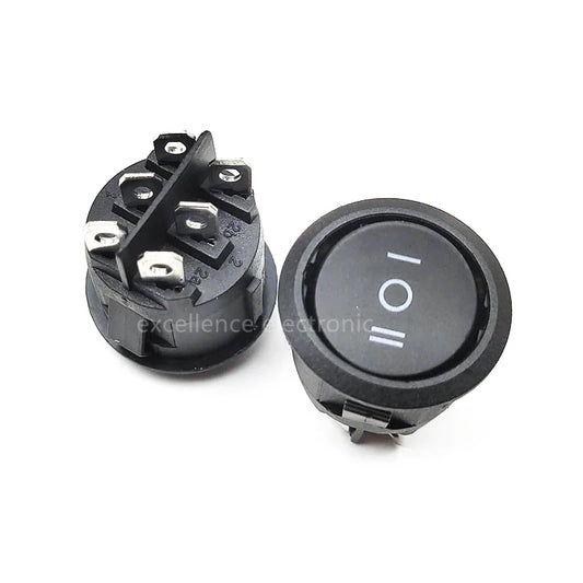 5PCS KCD1-206 23mm Round Rocker Switches 3 Position 6 PIN ON-OFF-ON Rocker Switch 10A 125VAC Peaceful Pleasures Health and Wellness Default Title