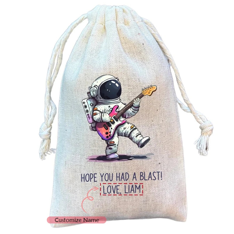 5-Pack Personalized Space Astronaut Drawstring Gift Bags | Party