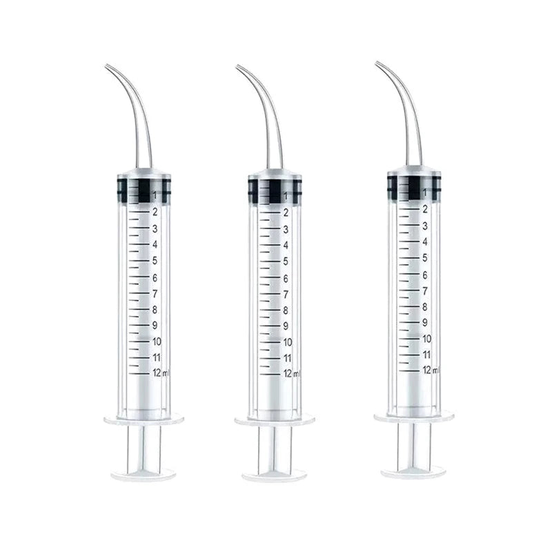 12ml Plastic Liquid Dispensing Syringes – Curved & Straight, 3/6 Pcs