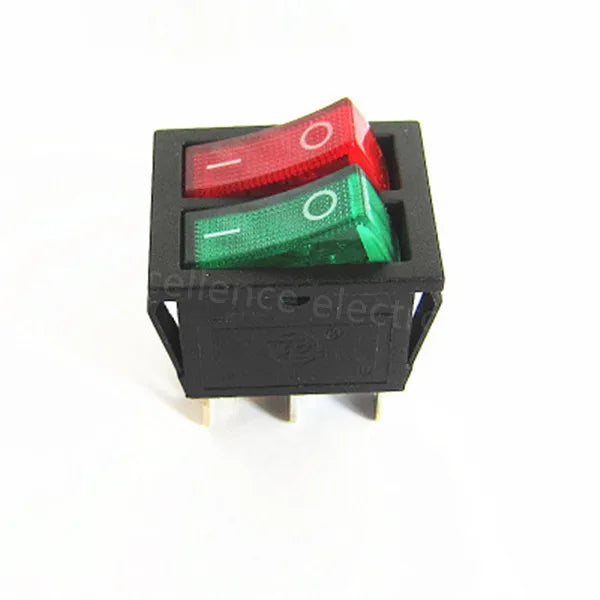1PCS KCD6 Double Light Rocker Switch 6PIN 4PIN 16A 250V 20A 125V ON-OFF Boat Power Switch Waterproof Cap Peaceful Pleasures Health and Wellness Red Green 6P