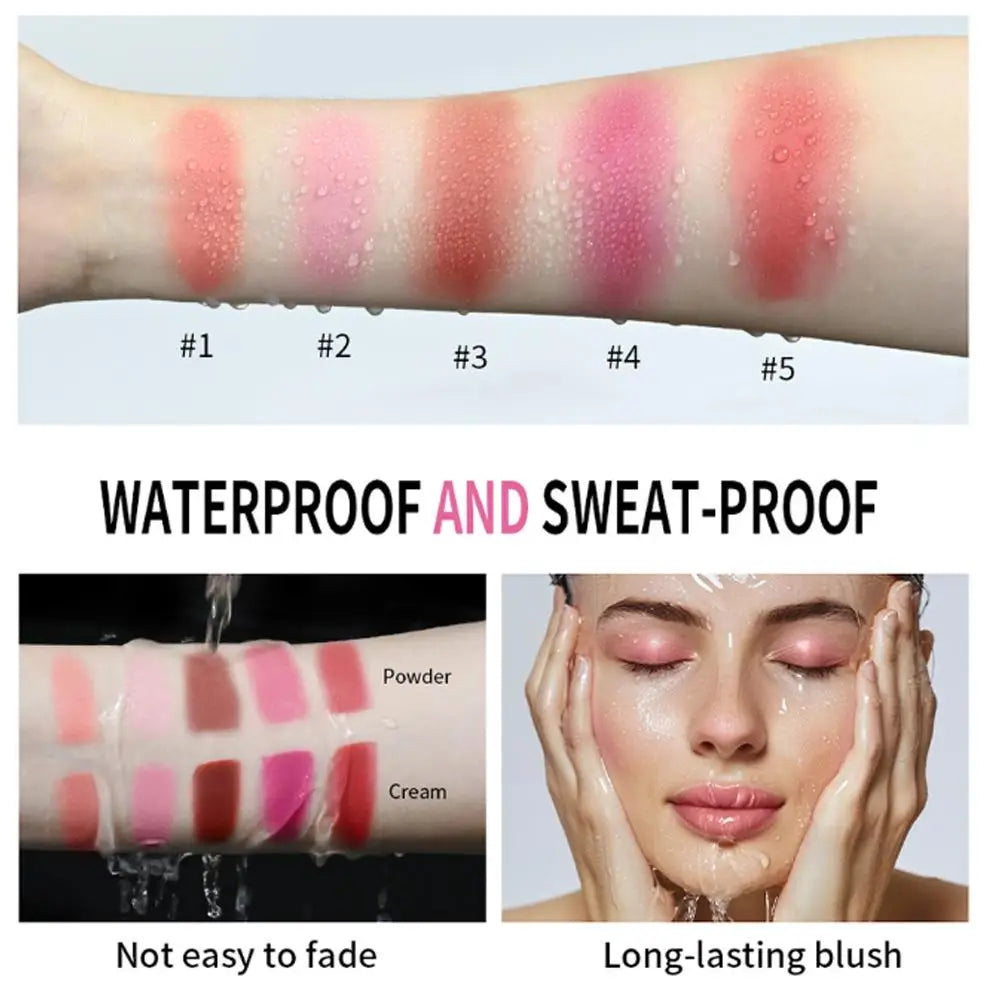 Dual Cream & Powder Blush Palette – Peach Pink, Long-Lasting