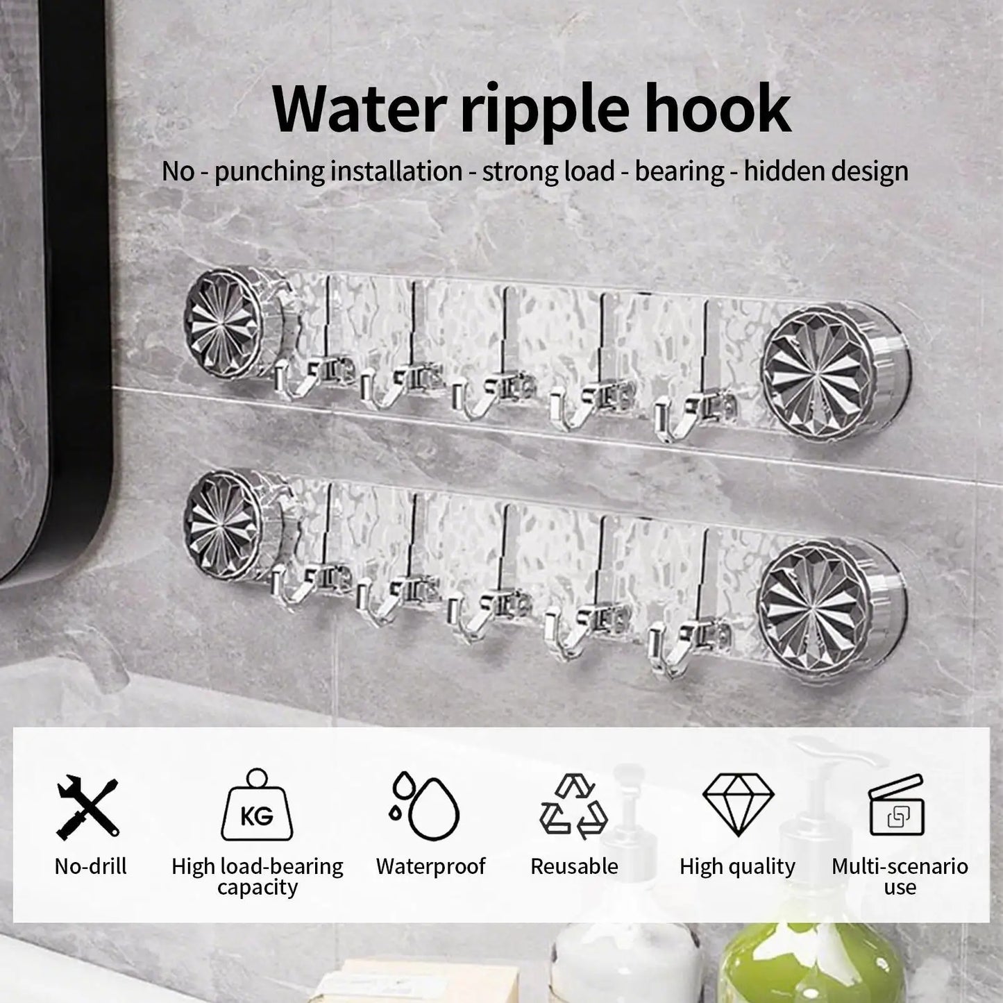 Heavy-Duty Suction Cup Shower Hook with 5 Hooks Non-Slip Towel Hanger for Bathroom, Kitchen & Laundry, Wall Mount Organizer Peaceful Pleasures Health and Wellness