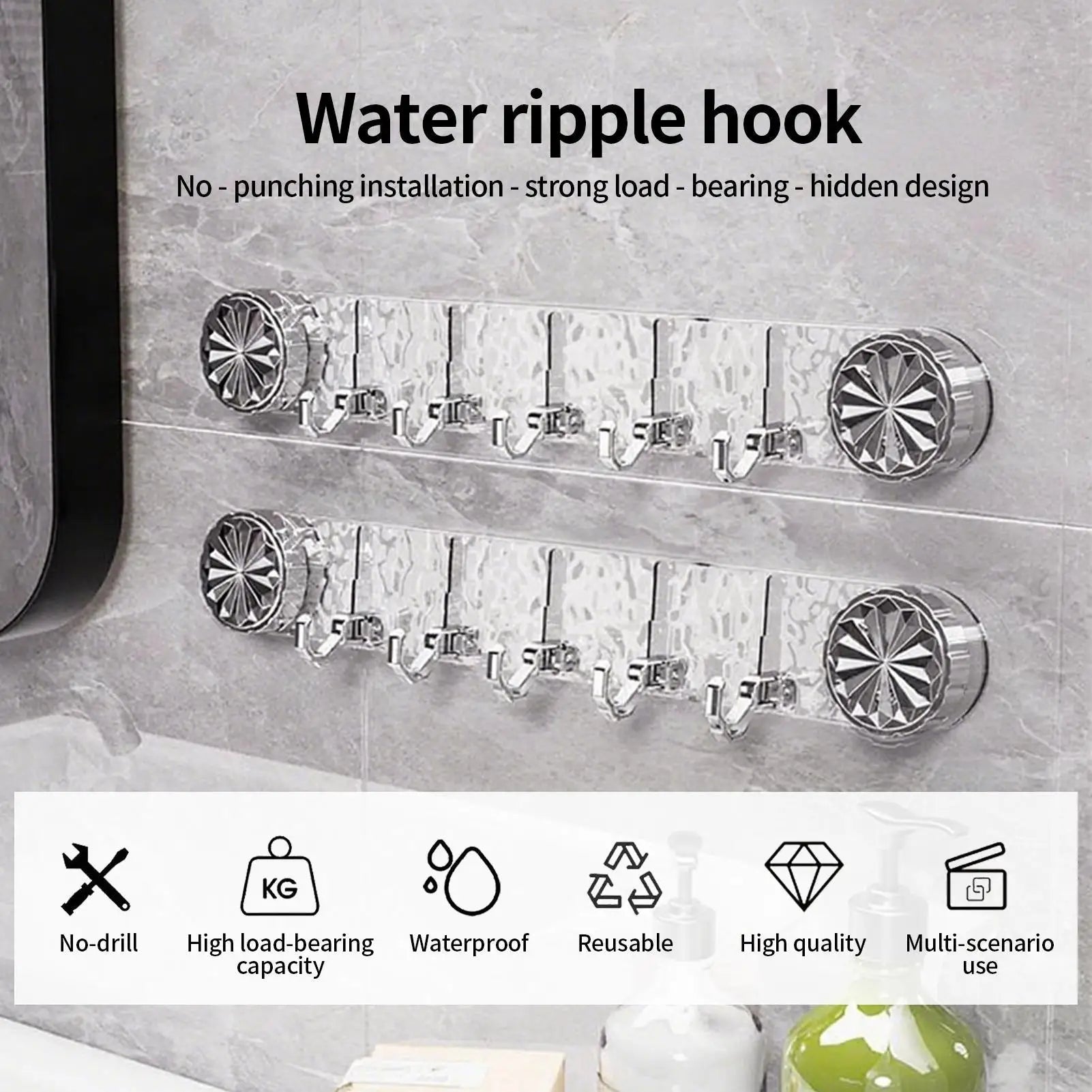 Heavy-Duty Suction Cup Shower Hook with 5 Hooks Non-Slip Towel Hanger for Bathroom, Kitchen & Laundry, Wall Mount Organizer Peaceful Pleasures Health and Wellness