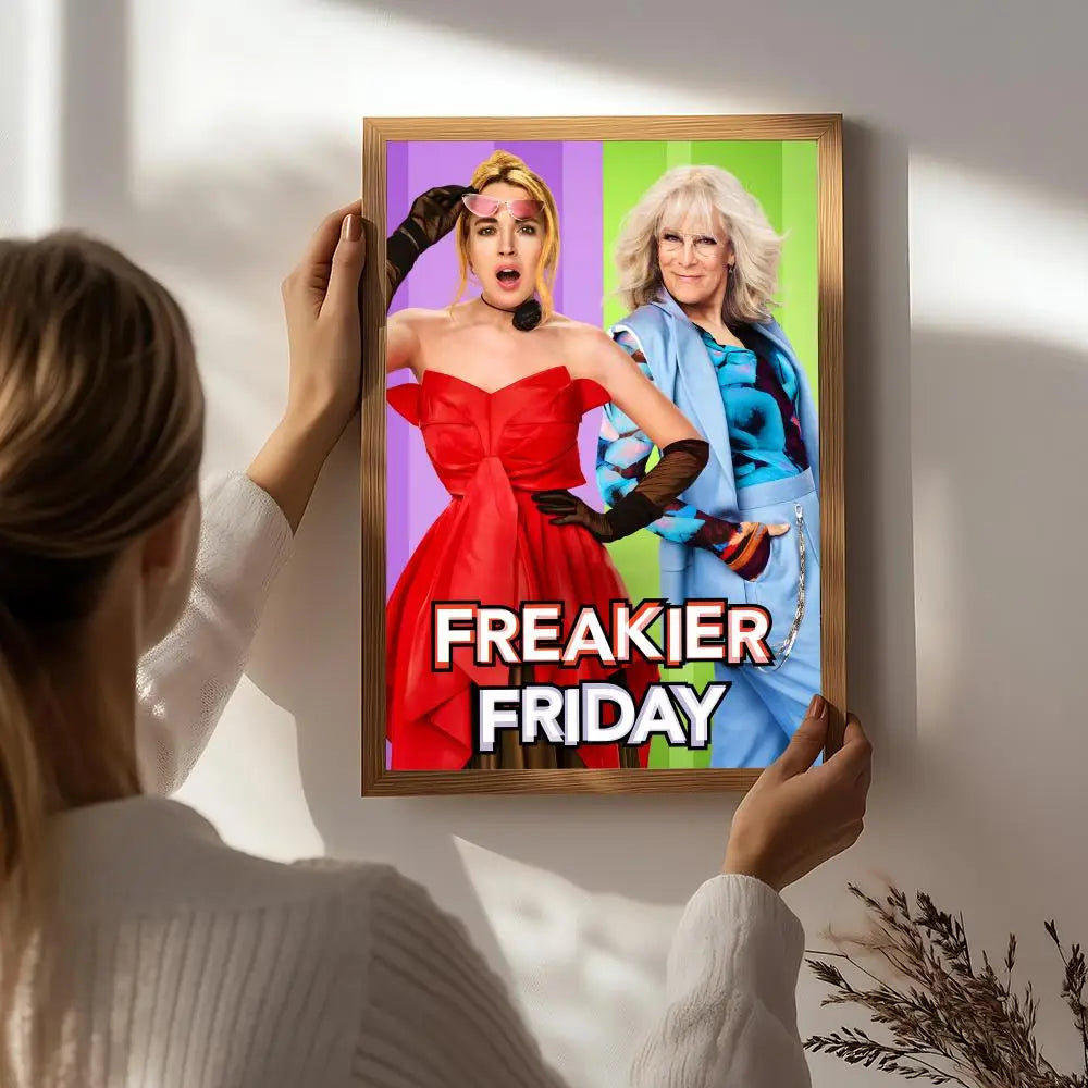 Movie F-Freaky Friday Poster HD Self Adhesive Waterproof Wall Art Ideal for Home Office Dorm Bedroom Great Gift Peaceful Pleasures Health and Wellness White6 30X40cmNoframe