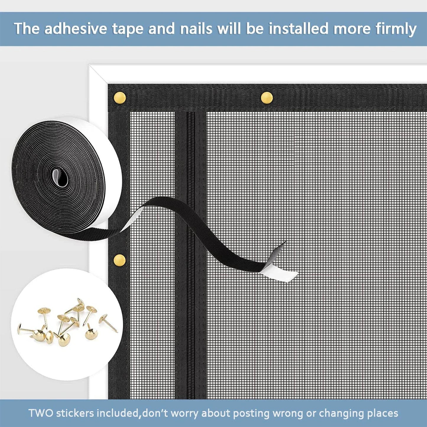 Heavy Duty Pet Screen Door 32x82" Scratch-Proof Mesh & Zipper