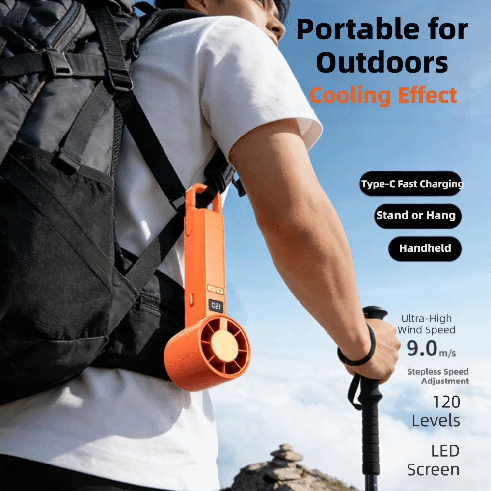 Portable USB Mini Electric Hand Fan with Digital Display