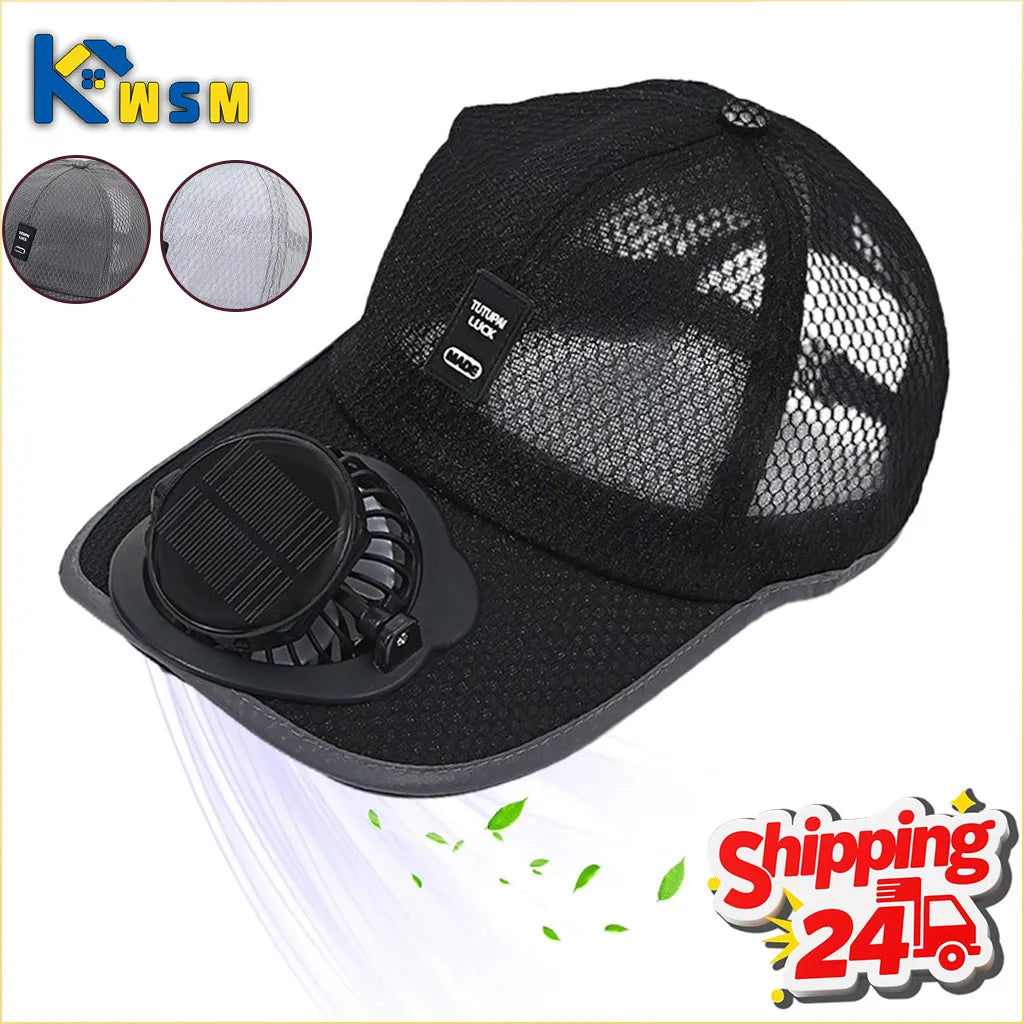 Solar Fan Cap USB Rechargeable Cooling Hat UPF50+ Sun Protection