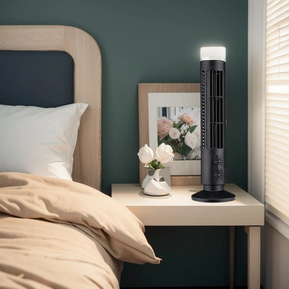 Mini Bladeless Tower Fan – USB Portable Standing Air Cooling Fan Peaceful Pleasures Health and Wellness