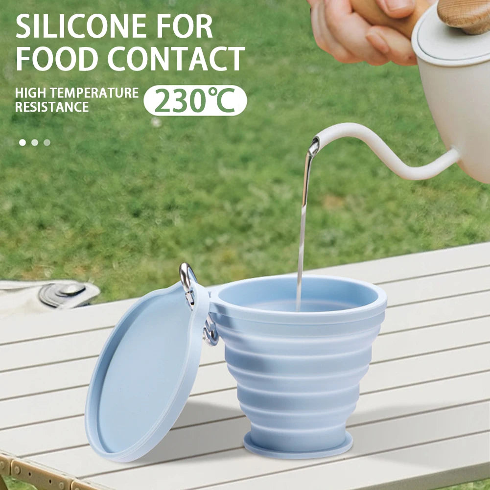 Foldable Silicone Water Cup Non BPA Lightweight Portable Collapsible Leakproof Water Cup For Travel Camping Outdoor Activities Peaceful Pleasures Health and Wellness