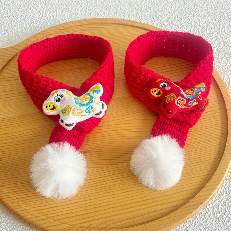 1pc Horse Year Pet Scarf New Year Cat Scarf Red Lucky Dog Scarf Dress Up Accessories Pet Supplies Peaceful Pleasures Health and Wellness