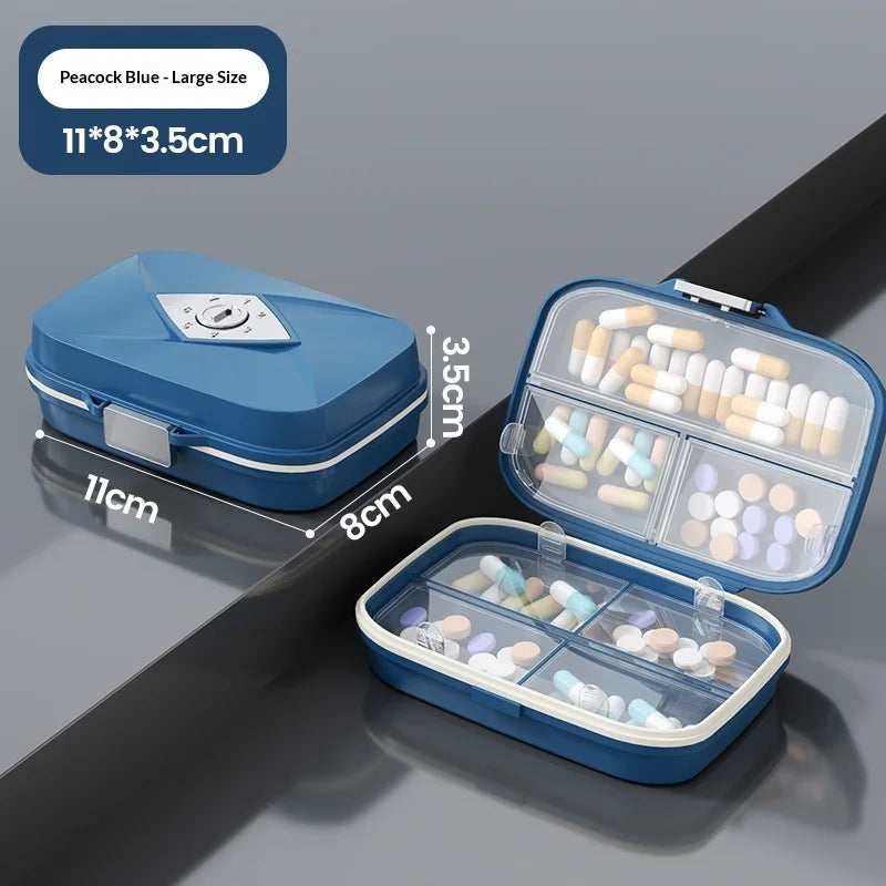 Ultimate Portable Weekly Pill Organizer Multiple Compartments Water Resistant Medicine Case for Travelers and Daily Use Storage Peaceful Pleasures Health and Wellness L Blue