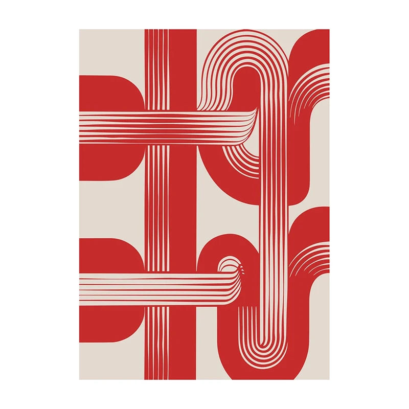 Retro Geometric Abstract Canvas Wall Art | Minimal Line Print