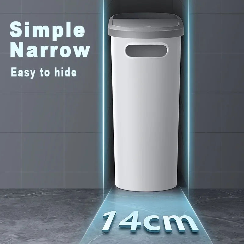 10L Silent Slim Bathroom Trash Can | Space-Saving Gap Bin